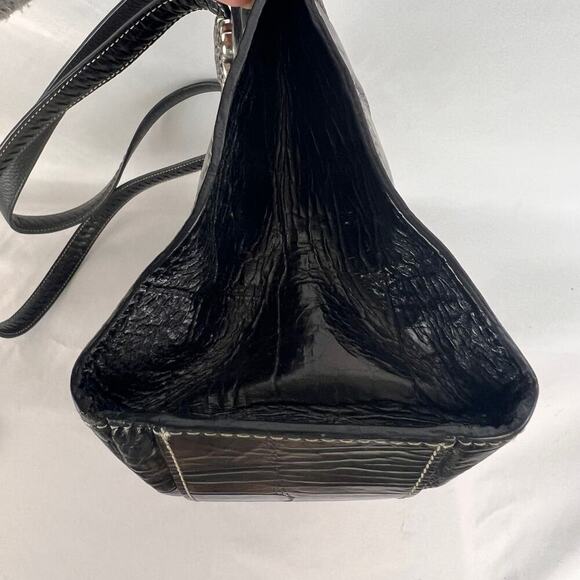 Brighton Black Croc Embossed Leather Shoulder Bag Rectangle Purse 14 x 8 - Picture 11 of 12